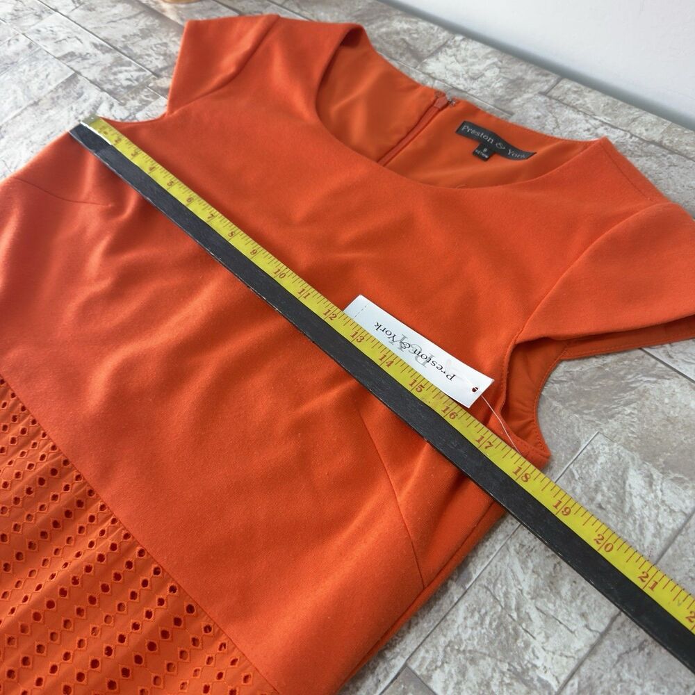 New Preston & York Sheath Women Dress Size 8 Stretch Orange Sleeveless - Picture 12 of 16